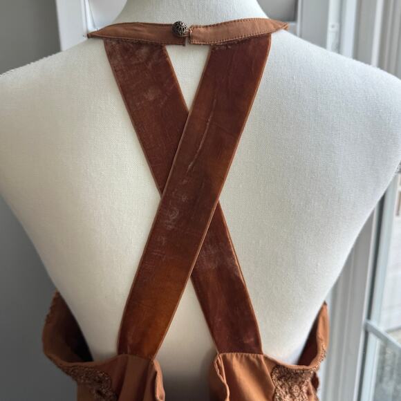 MAEVE by Anthropologie Top Size L Brown Embellished Cutwork Cross Back Tank NWT - Picture 8 of 16